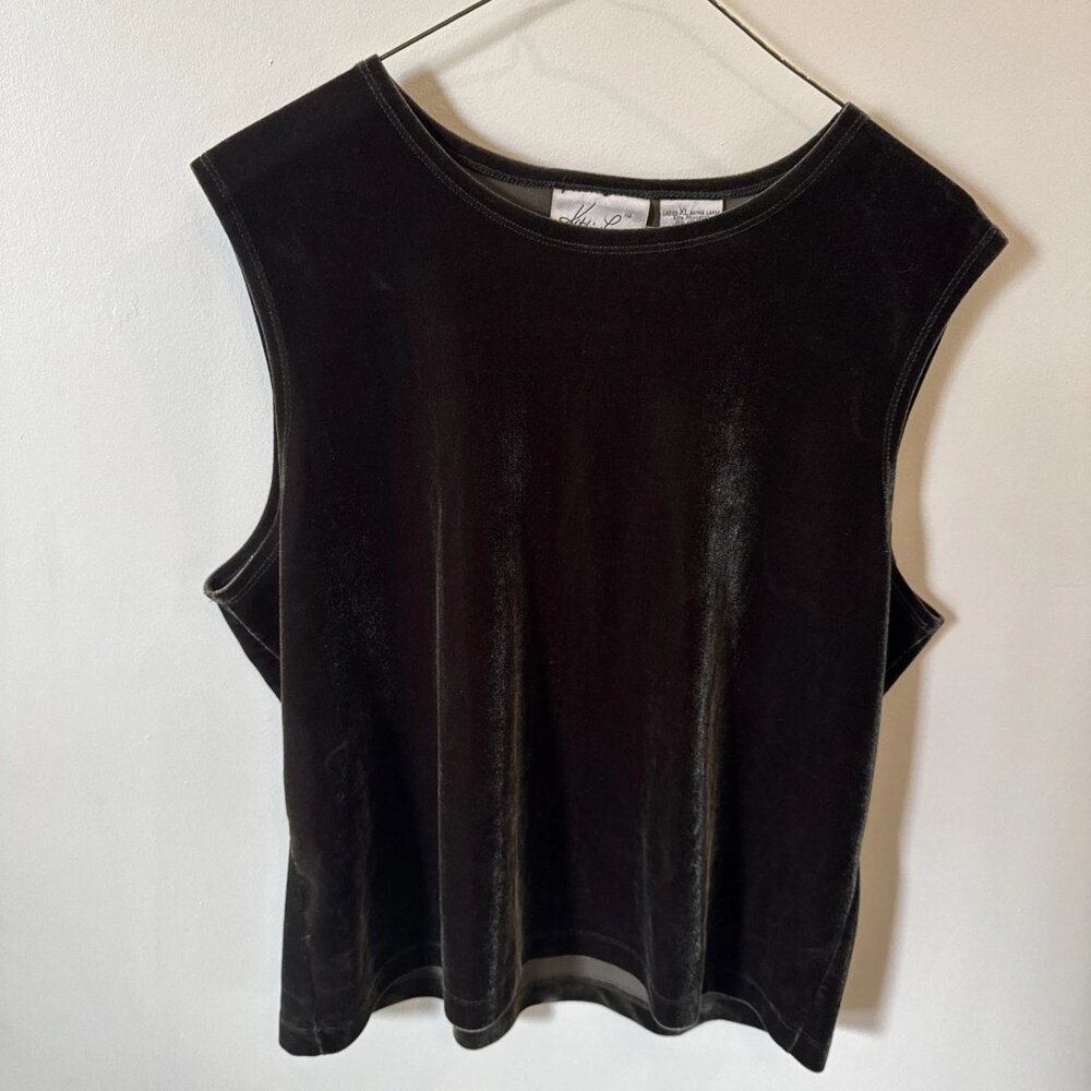 Kathie Lee Collection Womens XL Vintage Forest Velvet Tank Top Sleeveless